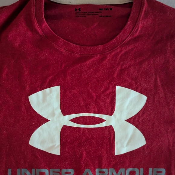UNDER ARMOUR HEAT GEAR T-SHIRT RED MEN'S MEDIUM - Picture 3 of 6